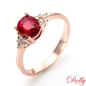 Dolly 14K金 緬甸紅寶石玫瑰金鑽石戒指
