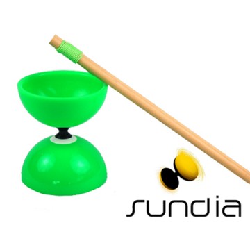 三鈴SUNDIA-台灣製造FLY長軸培鈴扯鈴(附木棍、扯鈴專用繩)綠色