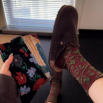秋天的味道這個配色真的太適合秋天了滿滿的秋天感復古襪子女
