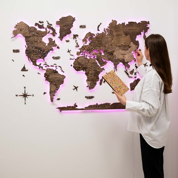 LED 世界地圖圖釘裝飾地圖牆貼週年紀念禮物喬遷