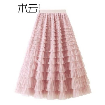 2210 垂墜層層蛋糕裙半身裙春秋女中長款2024新款大擺百褶裙長裙