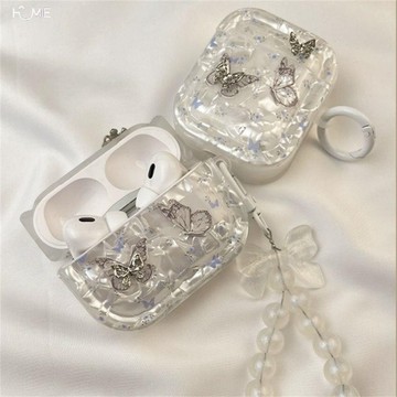 新款耳機殼.ins高級感立體蝴蝶貝殼紋airpods4代保護套蘋果3代藍牙耳機殼少女