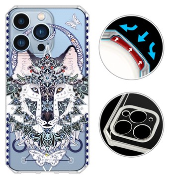 KnowStar APPLE 全系列 鏡頭全包覆彩鑽防摔魔方手機殼-狼嚎