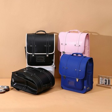 免運 開立發票 書包 日本書包 兒童書包 雙肩背包 2024新款兒童PU皮休閑復古雙肩包女韓版背包時尚大容量書包學生包