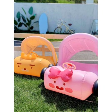 ins可愛造型小汽車帶蓬遮陽寶寶兒童座圈 加厚防側翻游泳圈1-6歲