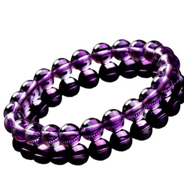 天然烏拉圭紫水晶手鏈女紫色水晶珠子藍水晶手串男轉運珠多圈項鏈