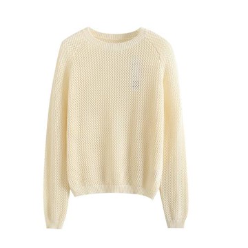 日單 試衣間U~秋季新品3D網眼鏤空圓領薄款針織衫長袖罩衫女