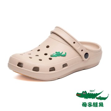 【母子鱷魚】絕對百搭兩穿式洞洞鞋-卡其
