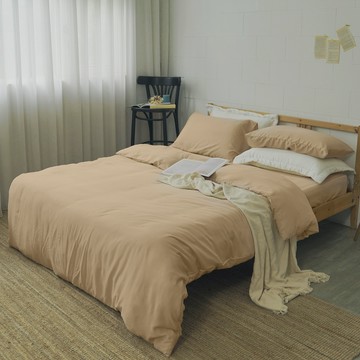 BUHO 布歐 300織100%TENCEL純天絲床包枕套3件組 台灣製  烤糖奶蓋  King Size(210 x 180cm)