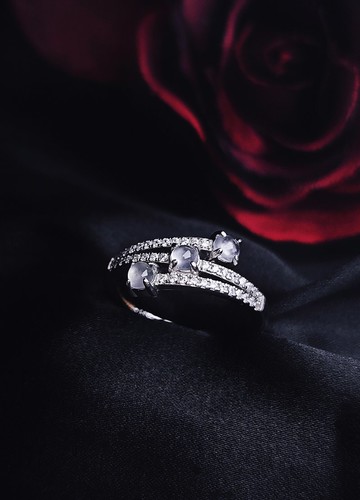 幸福•淨化•吉祥•事業|高冰玻剛味白翡|緬甸A貨翡翠純銀戒指