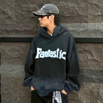 【AMERO】男女款 長袖連帽T恤 水洗 英文字印花 情侶裝