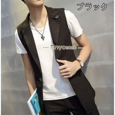メンズ ファッション ロング丈 ジレ 襟付き ベスト トップス ラペルドベスト 通販 Lineポイント最大get Lineショッピング