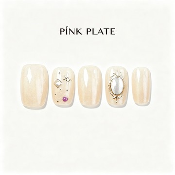 PINK PLATE光撩美甲片-冰晶晚霞短方-多款任選