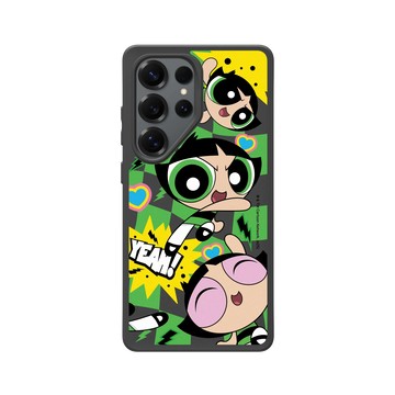 Galaxy S25 Ultra SolidSuit 黑 - The Powerpuff Girls 飛天小女警 - 毛毛 - 可愛格紋款