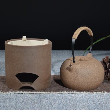 粗陶功夫茶爐炭爐酒精爐紅泥小火爐木欖碳爐側手拉茶壺煮茶器茶壺