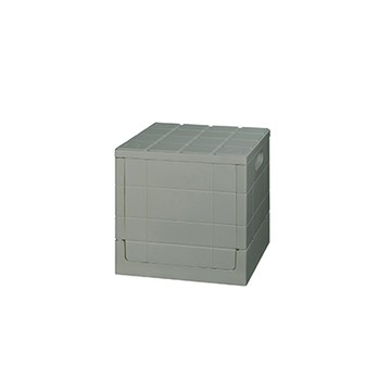 【日本岩谷Iwatani】Grid格子磚可堆疊摺疊收納椅-20L灰