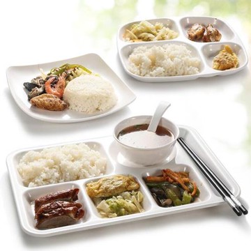 密胺餐盤四六分格快餐盤仿瓷塑料學校食堂餐具套裝多格分餐盤飯盤