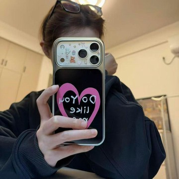 英文愛心適用蘋果17手機殼iPhone16promax膚感15水凝殼14/13/12女