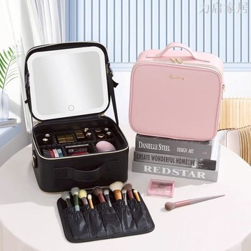 化妝箱女帶燈帶鏡子便攜收納箱手提大容量化妝新娘高級跟妝工具箱