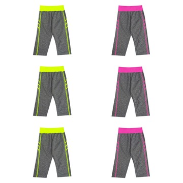 SOFT LIGHT 輕快一體成型韻律體雕褲 五分丈 6105 6件  桃紅色3件 + 螢光綠3件  L/XL