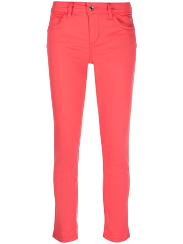LIU JO - embroidered-design cropped trousers - women - Cotton/Cotton/Elastane - 26 - Pink