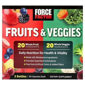 Force Factor, 果蔬補劑，2 瓶，每瓶 90 粒膠囊