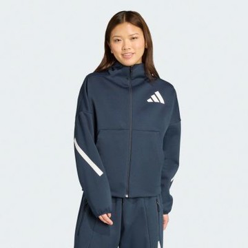 adidas 愛迪達 外套 女 運動連帽外套 亞規 W Z.N.E. FZ 藍 JW5320