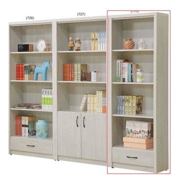 AS雅司-尼可淺白色2尺下抽開放書櫥-60*33*182cm