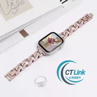 鑲鑽金屬錶帶 不鏽鋼錶帶 適用於 Apple Watch S11 10 9 8 7 SE 替換錶帶 42mm 46mm