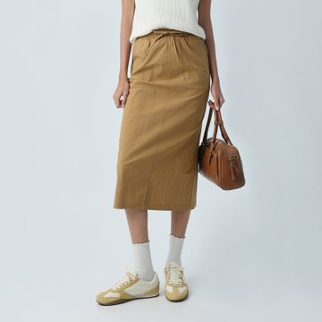 元動力 超萌元小熊貼口袋中長裙(卡其；S-XL)