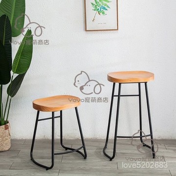 免運含稅😊【餐椅現代簡約吧臺椅實木歐式家用椅子酒吧咖啡餐凳複古鐵藝高腳椅 椅子