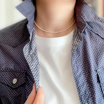 超迷你 橄欖形 淡水米粒珍珠 頸鍊 0.8mm x 2mm K14gf