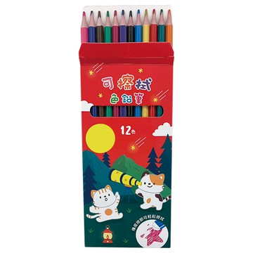 12色可擦拭色鉛筆-可愛動物