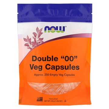 NOW Foods, 雙 “00” 素食膠囊，約 250 粒空素食膠囊