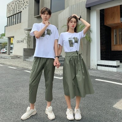 カップル ペアtシャツ 半袖 ペアルック お揃い 服 夏 花柄 パンツ 韓国ファッション デート おでかけ おそろ オルチャンファッション 通販 Lineポイント最大get Lineショッピング