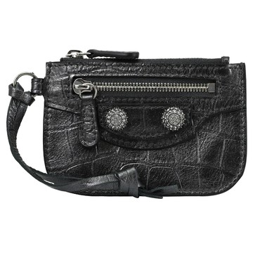 BALENCIAGA 巴黎世家 776769 Le Cagole 水鑽鉚釘卡片零錢包.銀黑