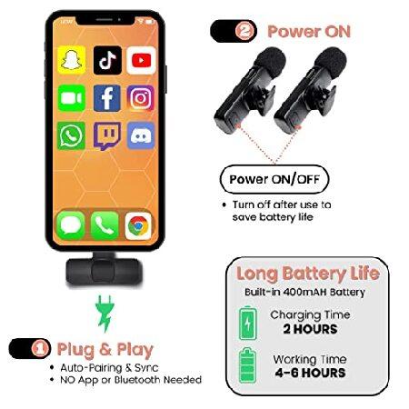 APLIXZI Wireless Lavalier Microphone for iPhone, iPad, Android ＆ Laptop (Set of 2), 2.4GHz Mini Microphone for Video Recording, YouTube, TikTok, Vlog