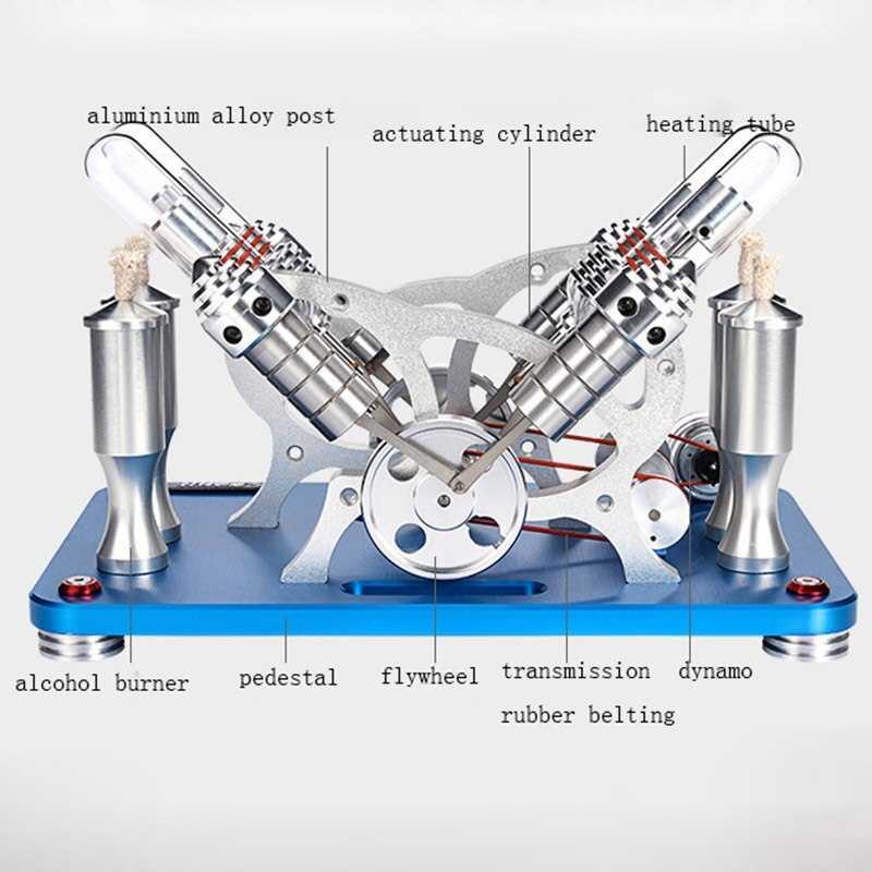 すべて 金属 使 するこ が きます V4 2つ シリンダー スティック スターリングエンジンモデル マイクロエンジン
