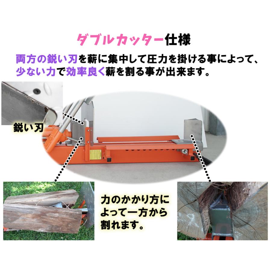 薪割り機　薪割り　手動式 油圧 ダブルカッター仕様　日本語説明書付き 薪割 薪割機　キャンプ　TOOLS ISLAND ツールズアイランド 　6t  6ton