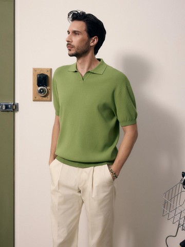 Soft Silk Blend Polo Sweater