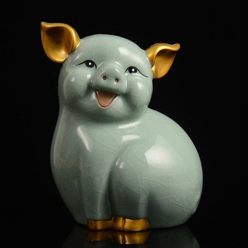 公司貨 免運 快速出貨 擺件 禮品 陶瓷招財豬擺件12生肖家居創意可愛存錢罐客廳玄關酒柜裝飾工藝品