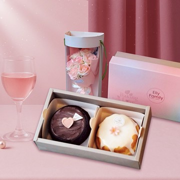 ［快速出貨］LINE禮物獨家【艾立蛋糕】 花現心意禮盒套組 | 小甜心巧克力3吋+檸檬蛋糕3吋+花束禮盒