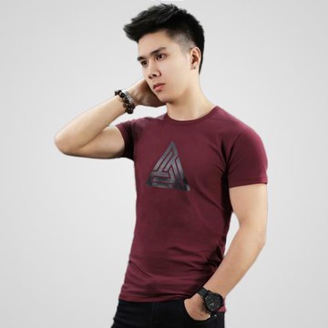 夏季幾何潮流印花緊身t恤男士修身短袖韓版跑步健身體恤運動半袖