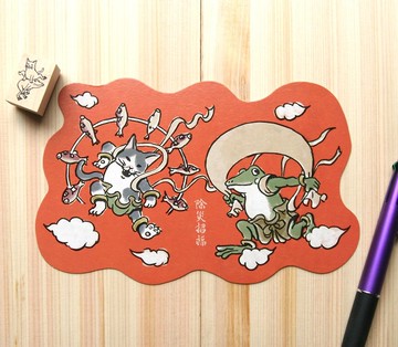 變形明信片 風神雷神