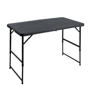 【Amos】118*61木紋手提折疊式升降戶外露營餐桌灰色