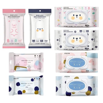 【親親 JIUJIU】【普潔 PURGE】超安心加厚純水柔濕巾 (隨身包)20抽／(加蓋)80抽 DS011354 x