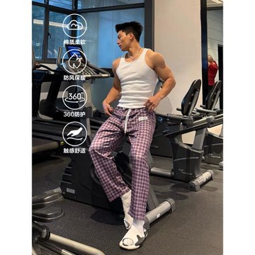 Satjdm美式訓練長褲原創格紋直筒戶外休閑登山籃球健身跑步秋冬