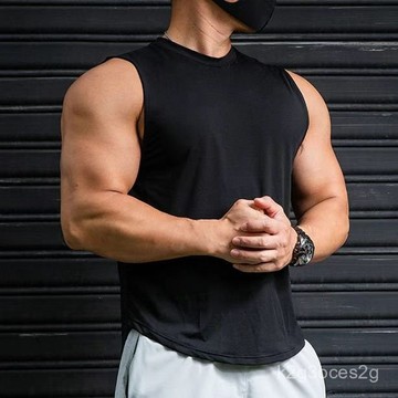 夏季健身肌運動背心T恤 男士透氣緊身衣 寬鬆訓練服 跑步無袖坎肩背心 純色背心 透氣涼感背心 健身衣男