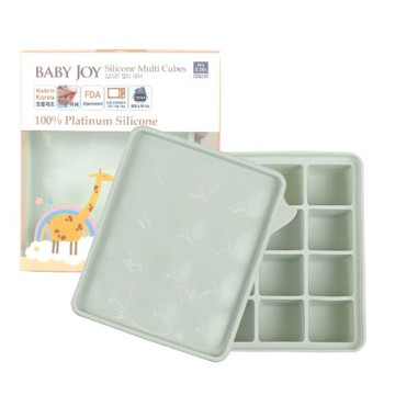 BABY JOY 冰分樂多功能食物製冰盒 12格薄荷綠 (獨家上蓋 副食品分裝盒 冰磚保存盒  鮮食)