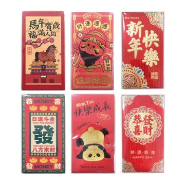 筌翔 金砂紅包袋(6入)(隨機出貨)-好運連連/馬上暴富/恭喜發財